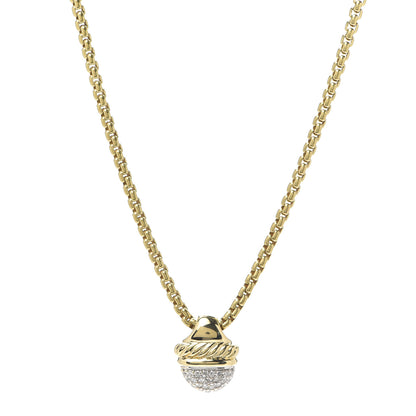 David Yurman 18K Yellow Gold Diamond Acorn Necklace 1 of 5