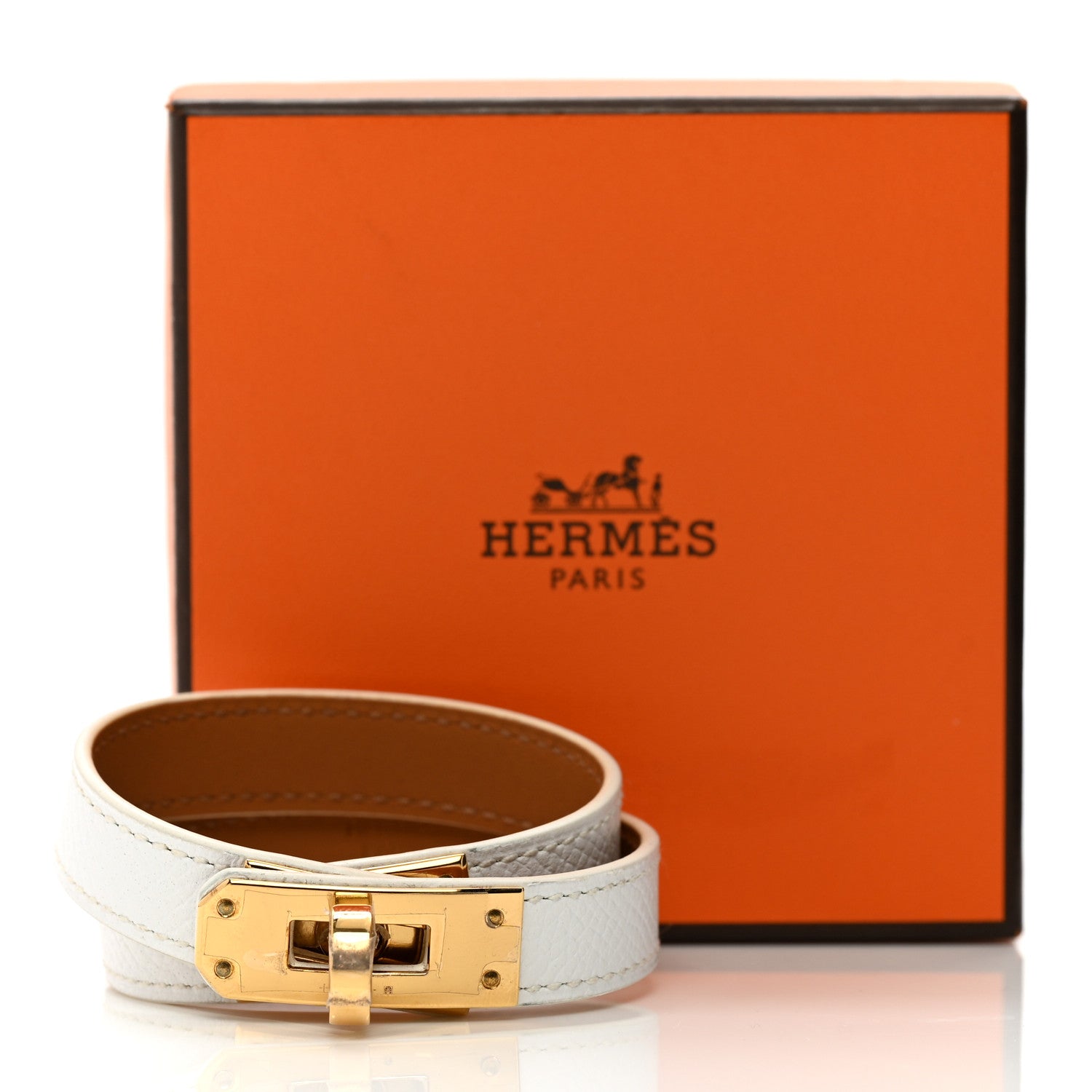 Hermes Epsom Kelly Double Tour Bracelet S White 5 of 5