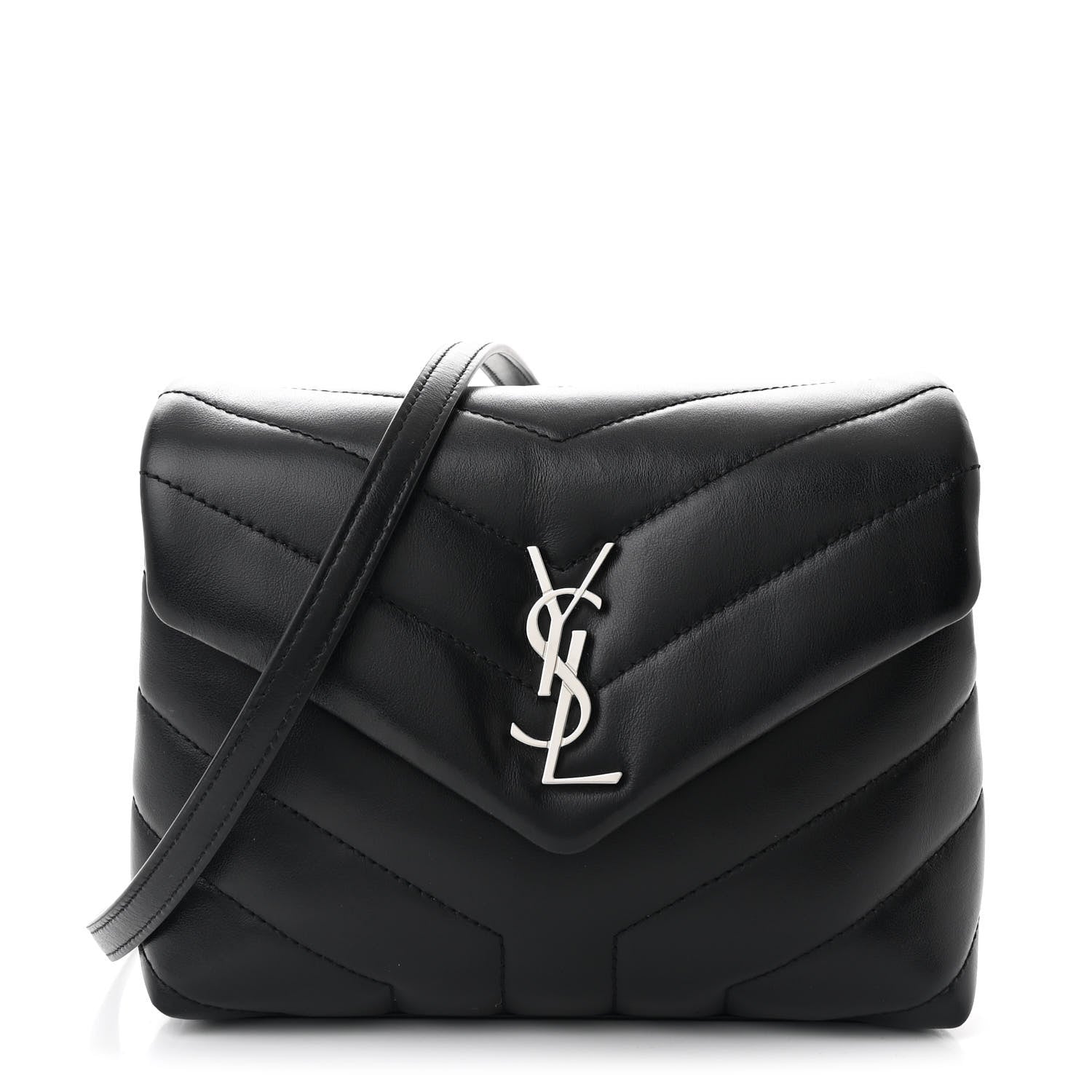 Saint Laurent Calfskin Y Quilted Monogram Toy Loulou Crossbody Bag Black 1 of 11