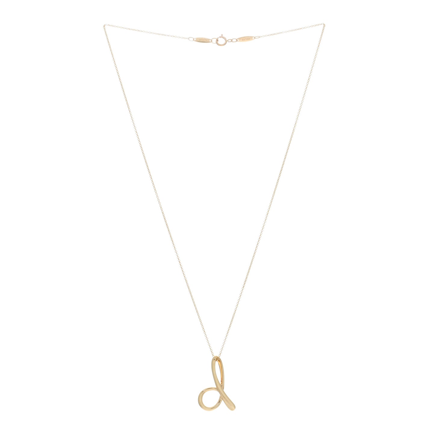 18K Yellow Gold Elsa Peretti Letter D Pendant Necklace