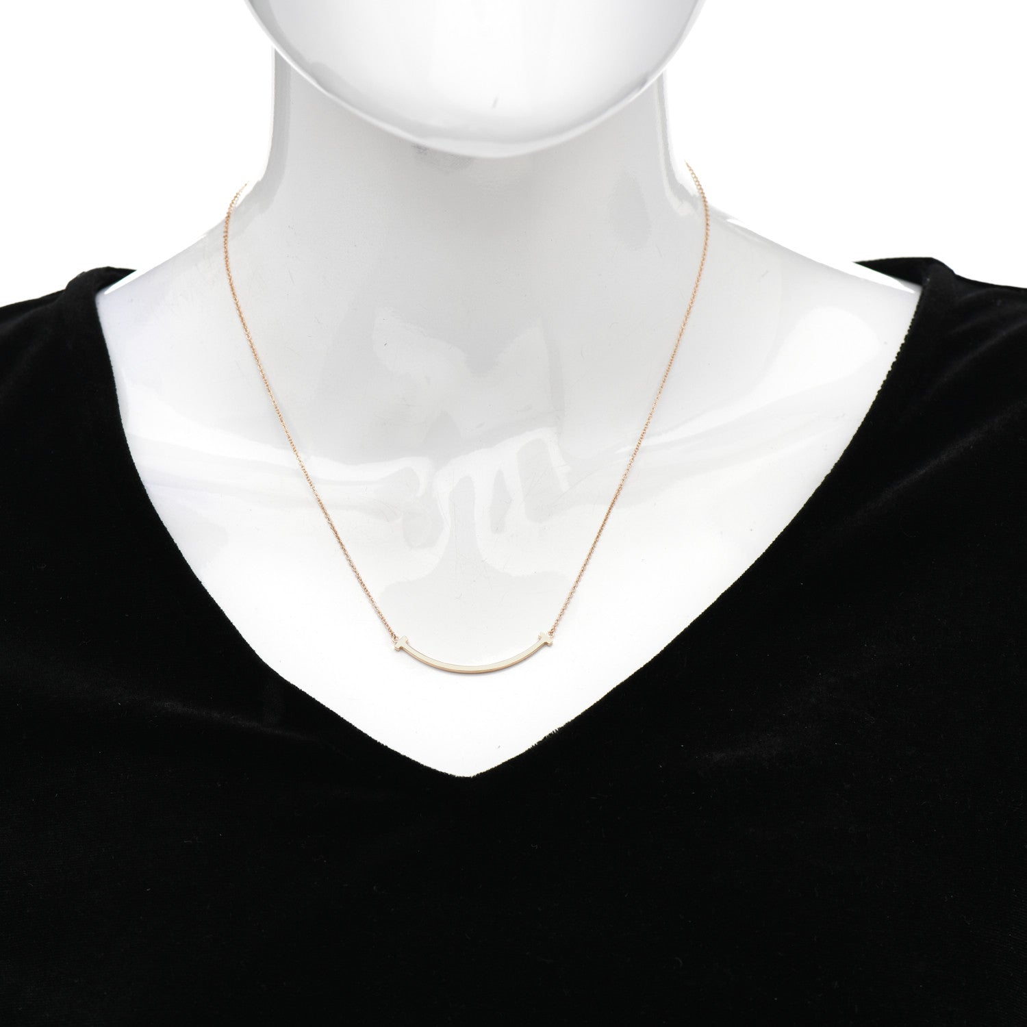 Tiffany 18K Rose Gold Small T Smile Pendant Necklace 2 of 5