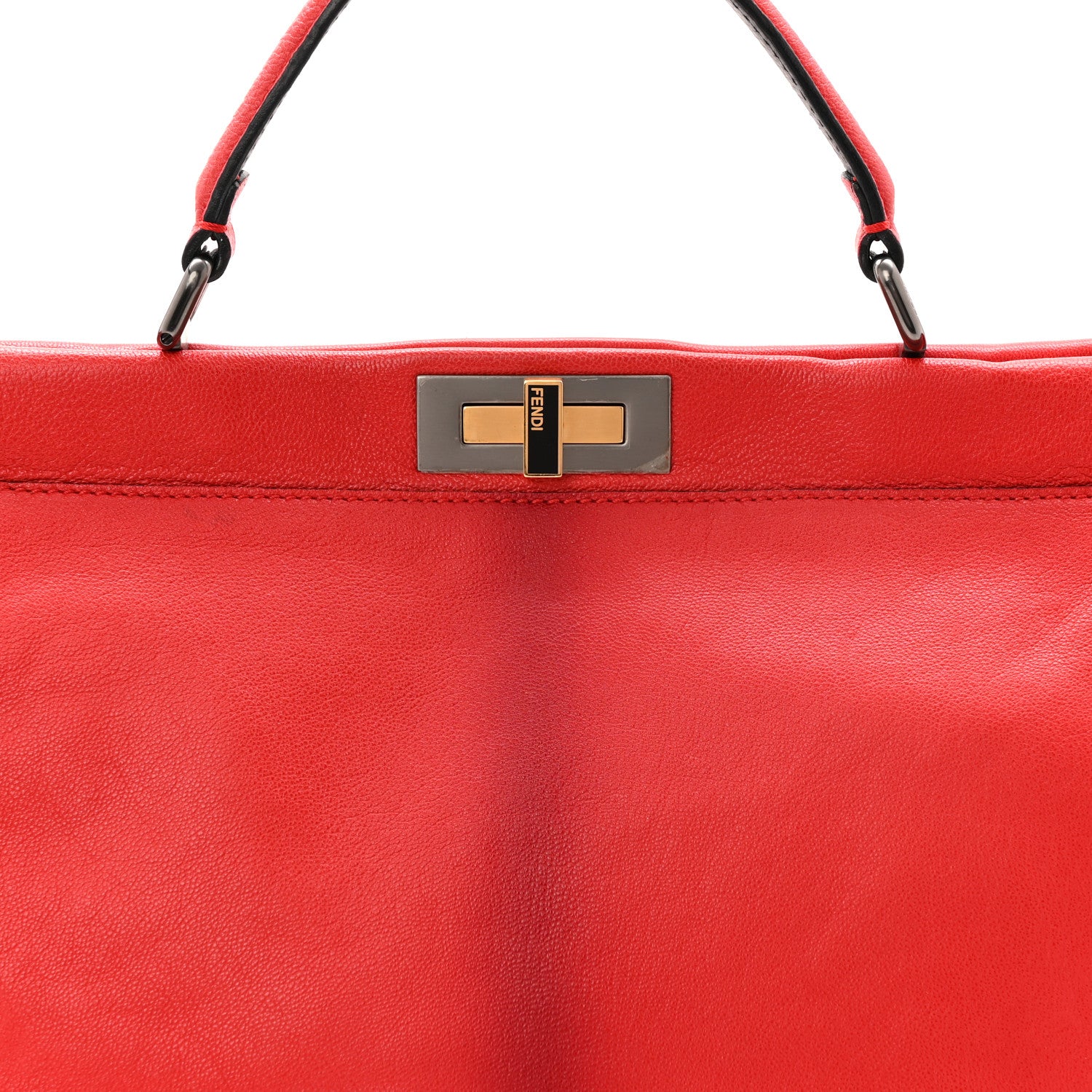 Fendi Goatskin Zucca Large Peekaboo Iconic Satchel Red 8 of 10