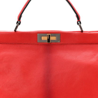 Fendi Goatskin Zucca Large Peekaboo Iconic Satchel Red 8 of 10