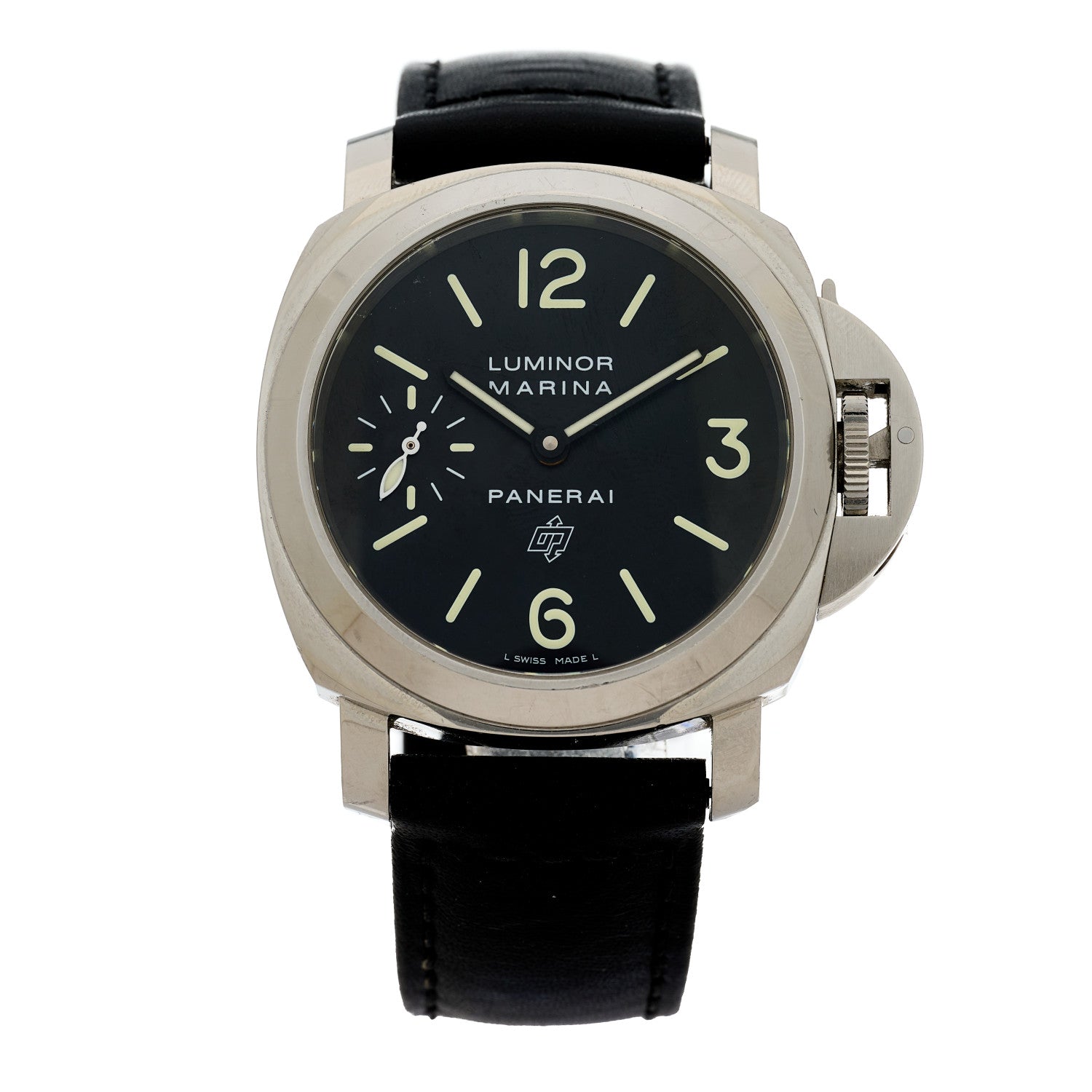 Panerai Stainless Steel Calfskin 44mm Luminor Marina Logo Acciaio Manual Winding Watch Black PAM01005 1 of 4