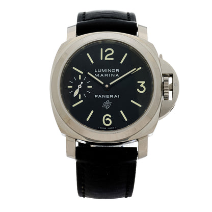 Panerai Stainless Steel Calfskin 44mm Luminor Marina Logo Acciaio Manual Winding Watch Black PAM01005 1 of 4