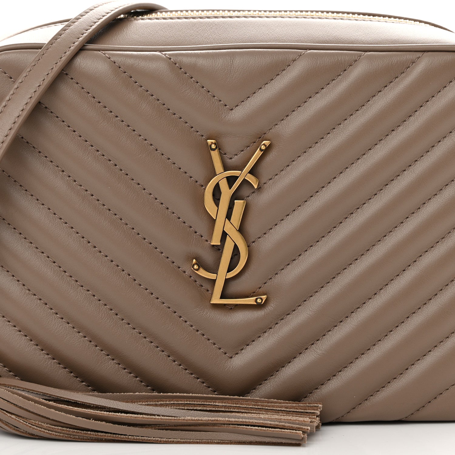 Saint Laurent Calfskin Matelasse Monogram Lou Camera Bag Taupe 8 of 13