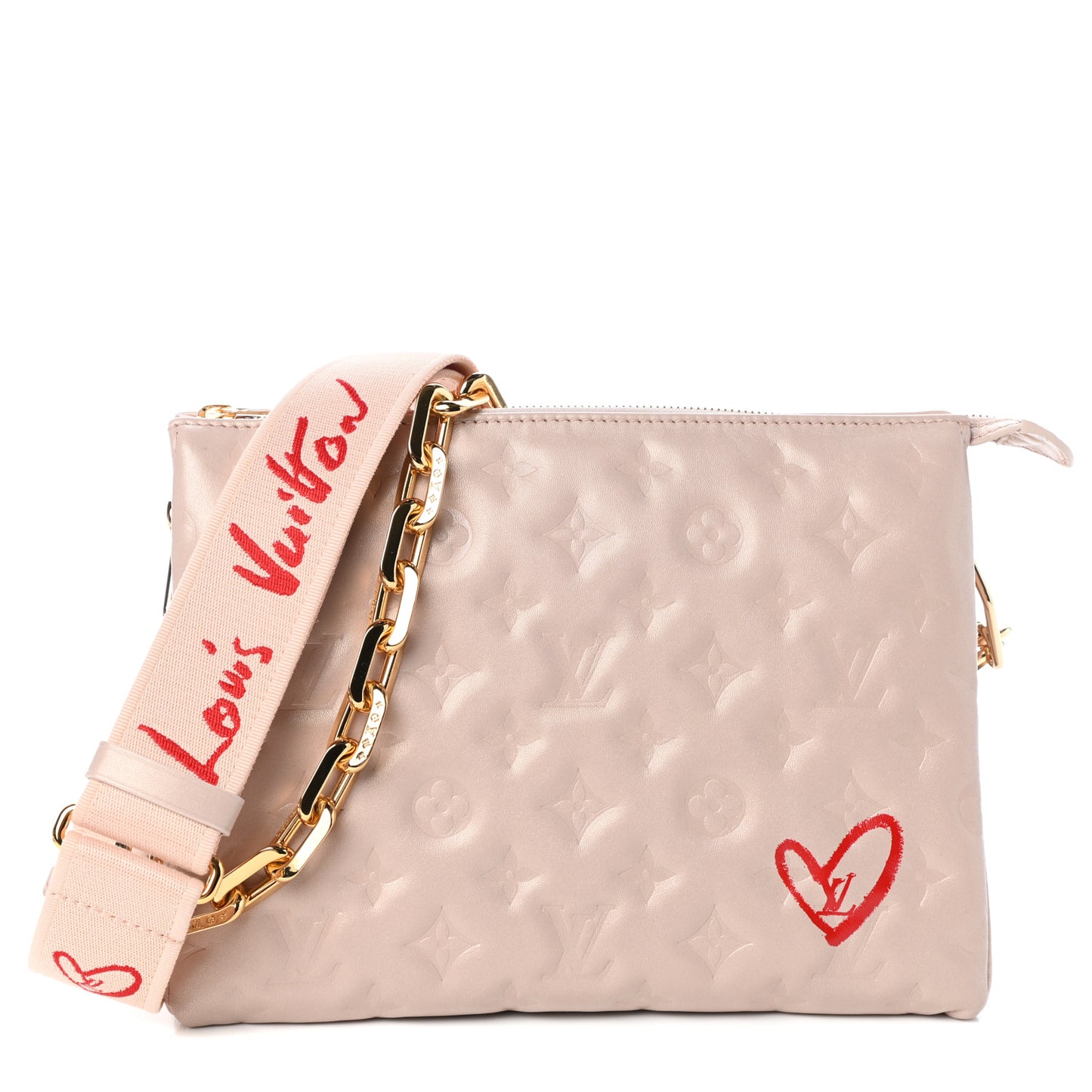 Lambskin Embossed Monogram Fall In Love Coussin PM Dragée Light Pink