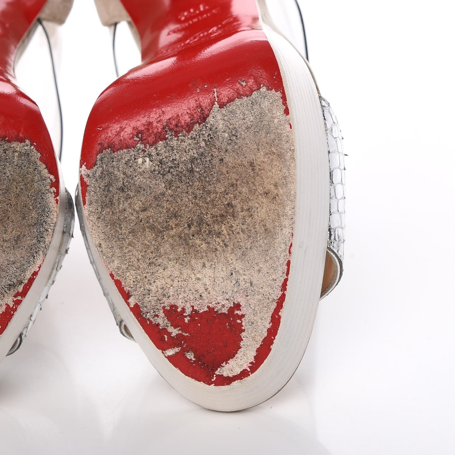 Metallic Snakeskin PVC Dufoura 140 Platform Sandals 35.5 Smoke