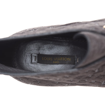 Louis Vuitton Monogram Embossed Suede Frosty Wedge Low Boots 38.5 Dark Grey 7 of 13