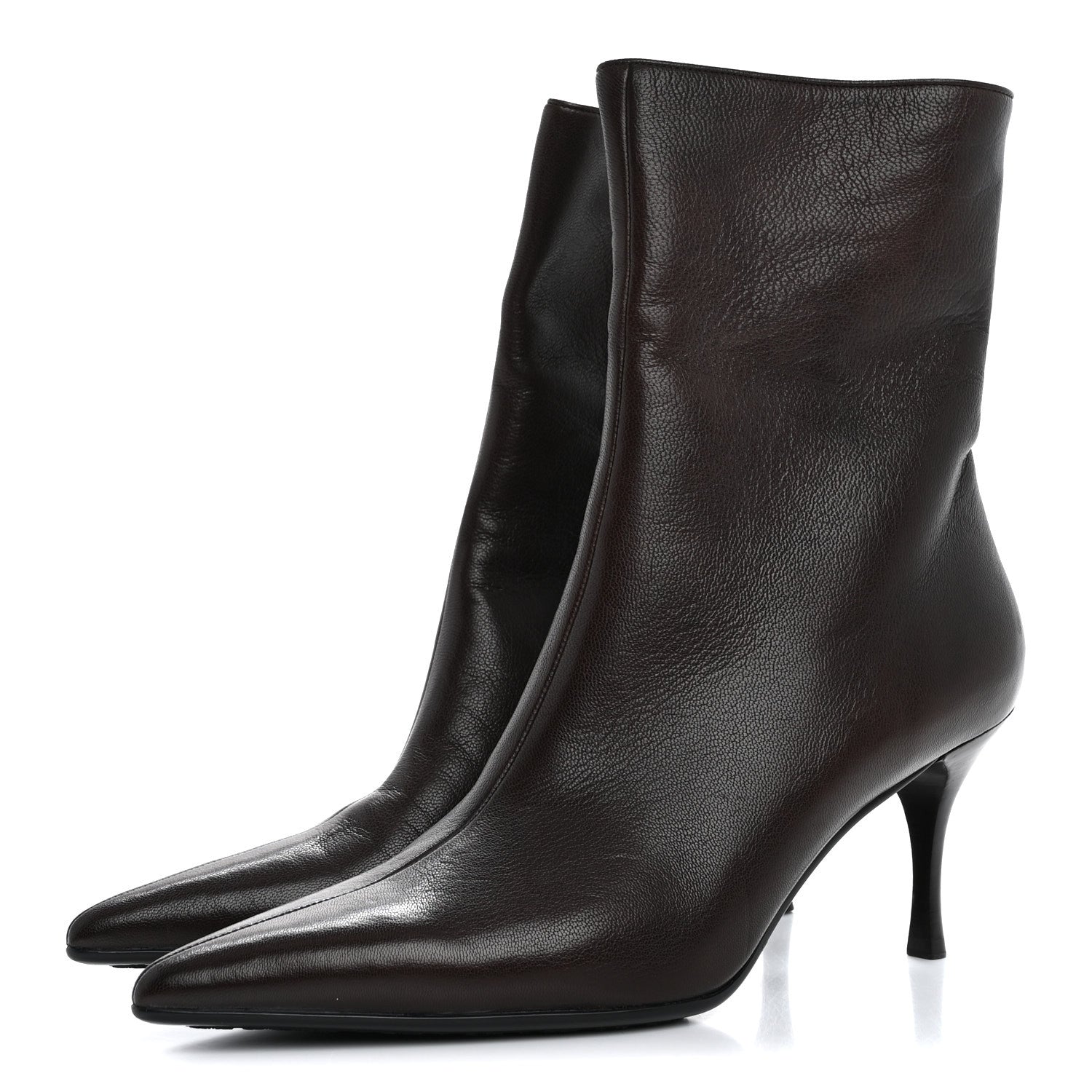 Gucci Grained Calfskin Pointed Toe Bootie 10 Brown 4 of 12