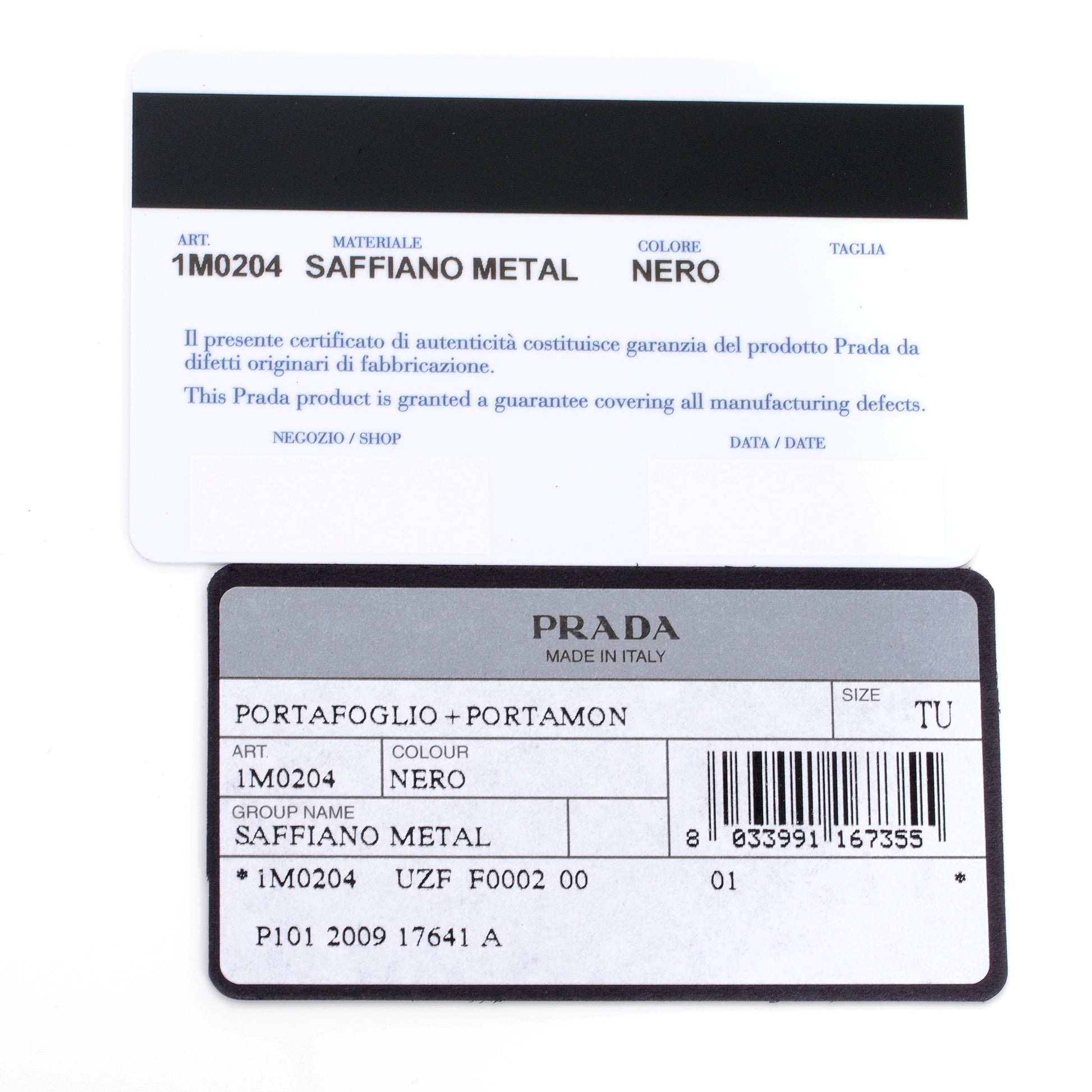 Prada Saffiano Metal Bi-Fold Wallet Nero Black 8 of 8