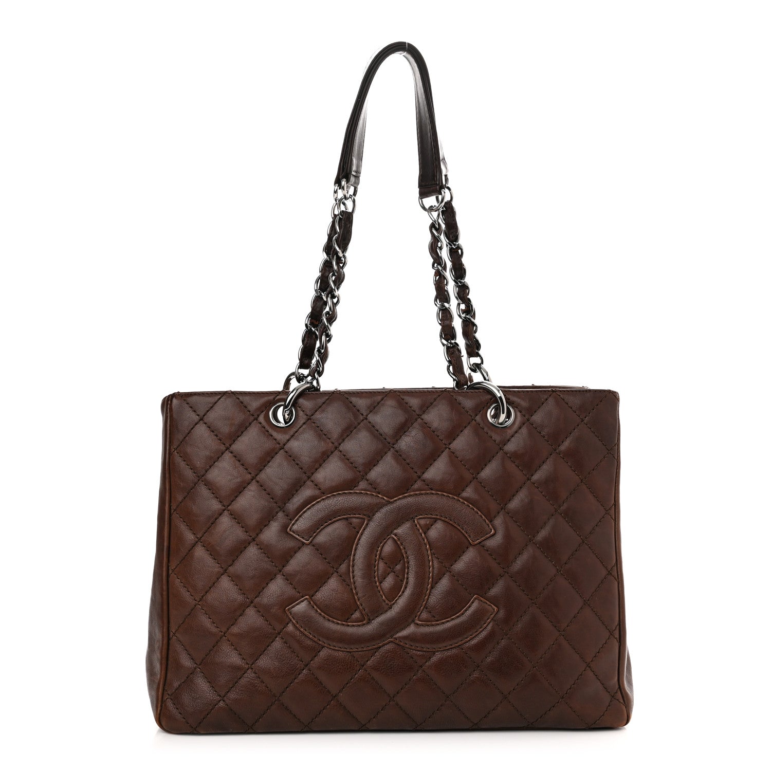 Chanel Lambskin Quilted Tote Brown 1 of 11