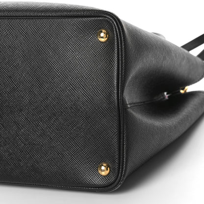 Prada Saffiano Cuir Large Double Bag Black Fuoco 8 of 10