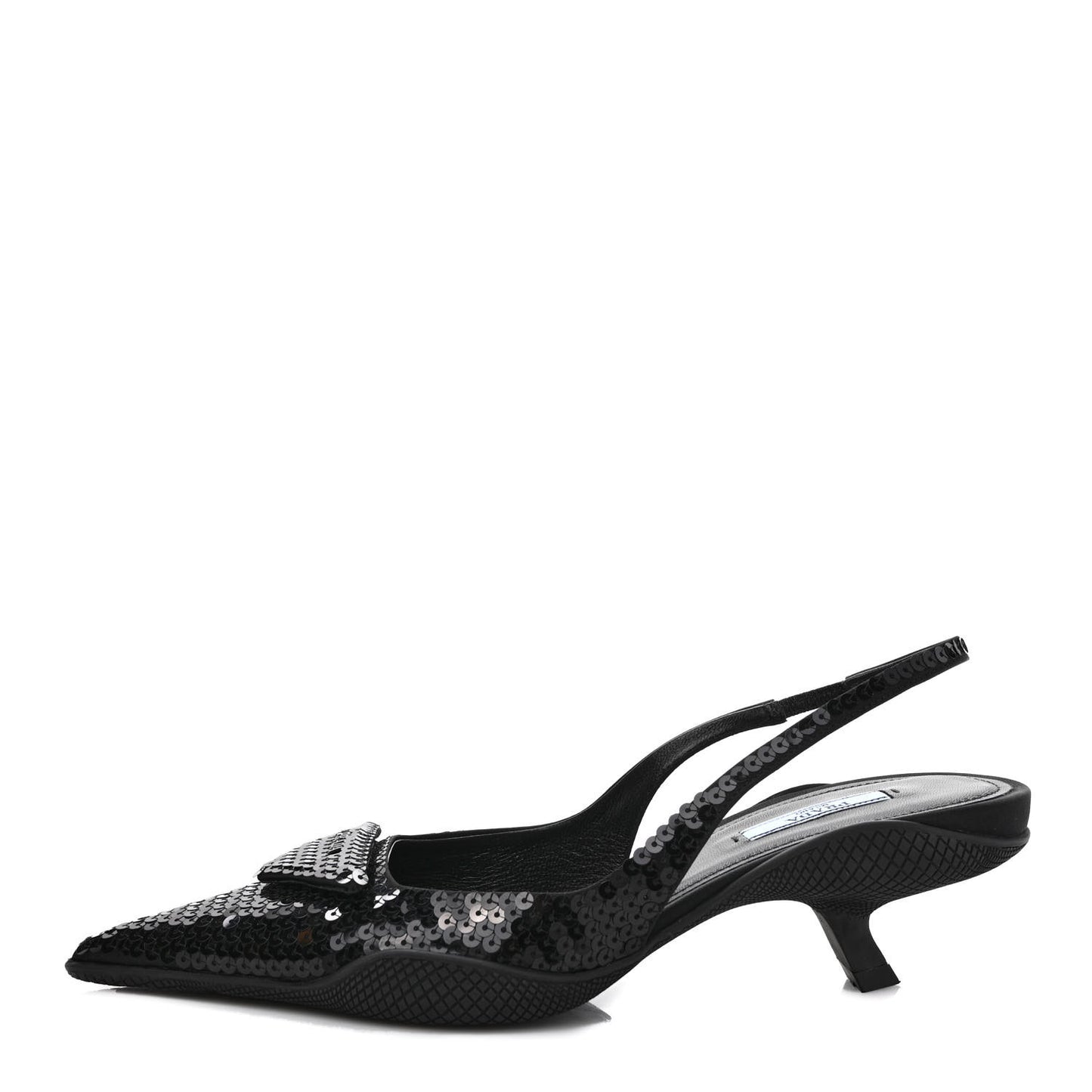 Paillettes Logo Pointed Toe Slingback 45mm Pumps 37.5 Black