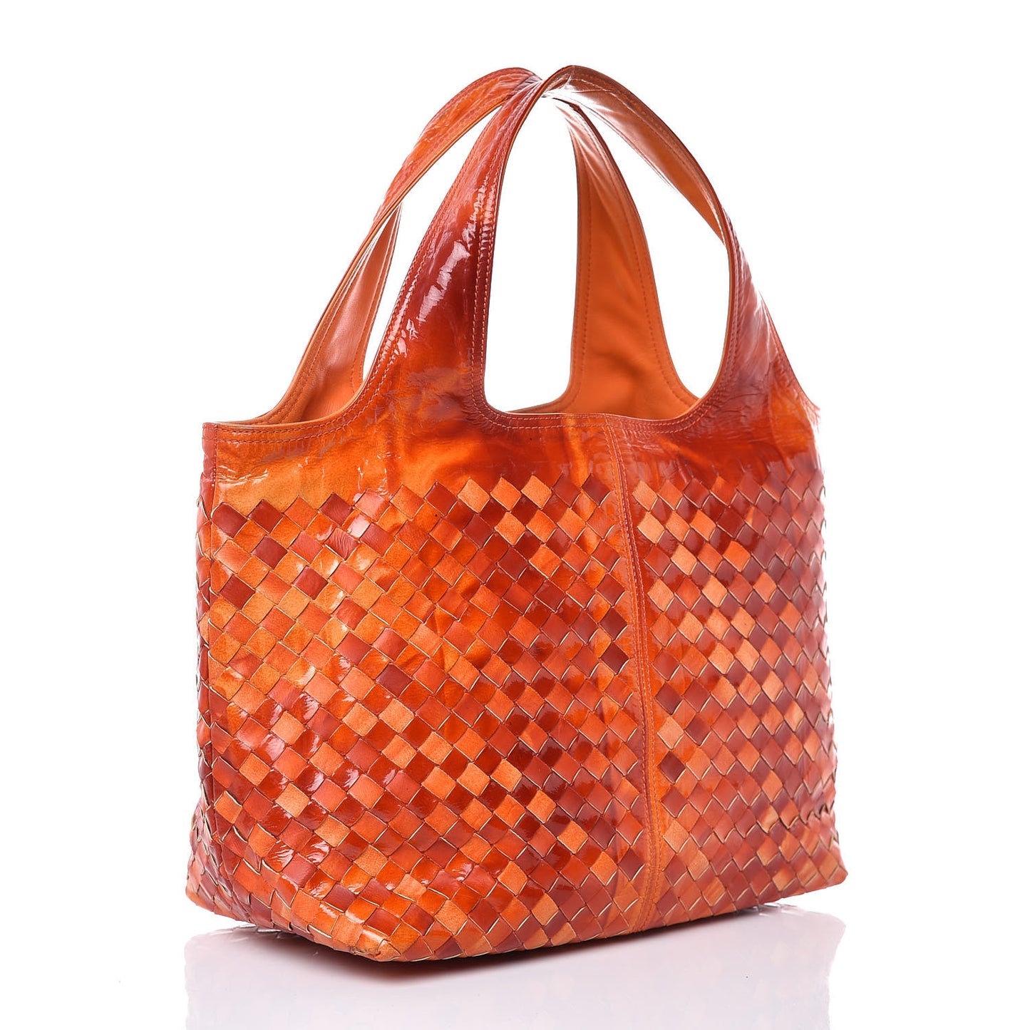 Patent Nappa Intrecciato Tote Orange