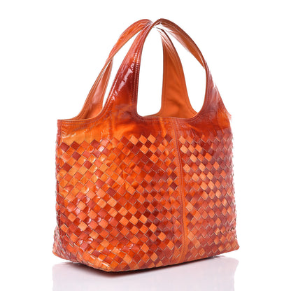 Bottega Veneta Patent Nappa Intrecciato Tote Orange 3 of 13