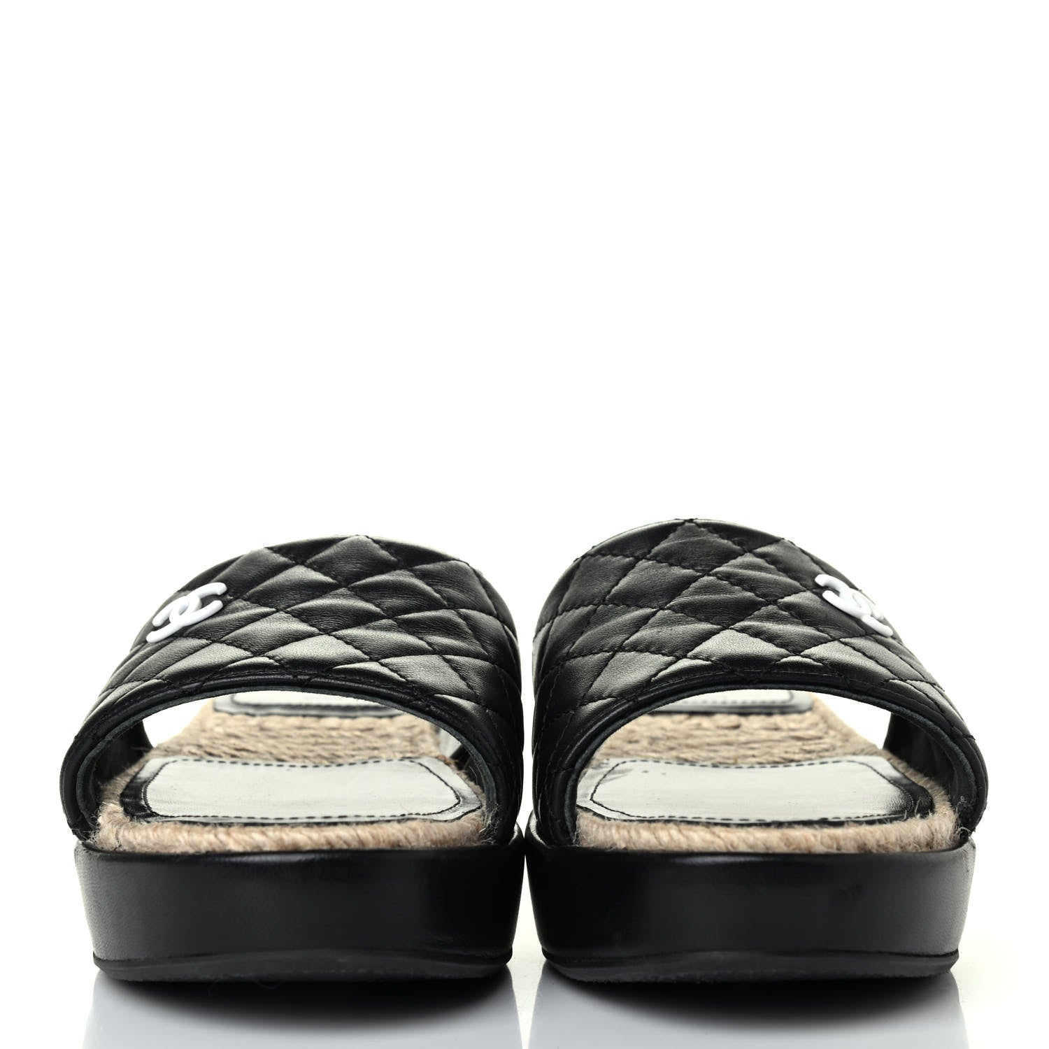 Chanel Lambskin Quilted CC Espadrille Slip On Sandals 36 Black 2 of 4