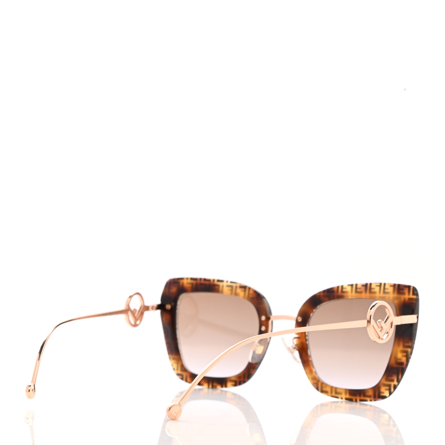 Acetate Metal F is Fendi FF Square Cat Eye Sunglasses FF 0408/S Havana