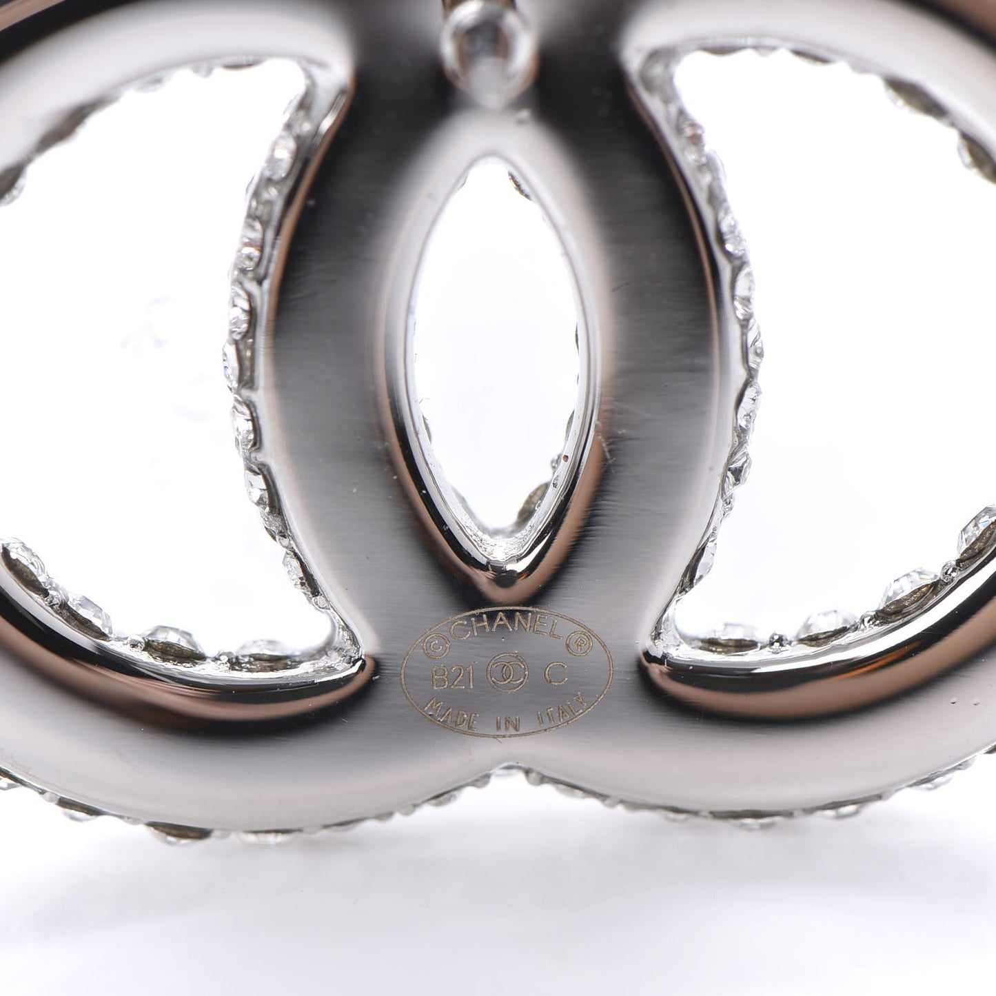 Crystal Large CC Earrings Silver