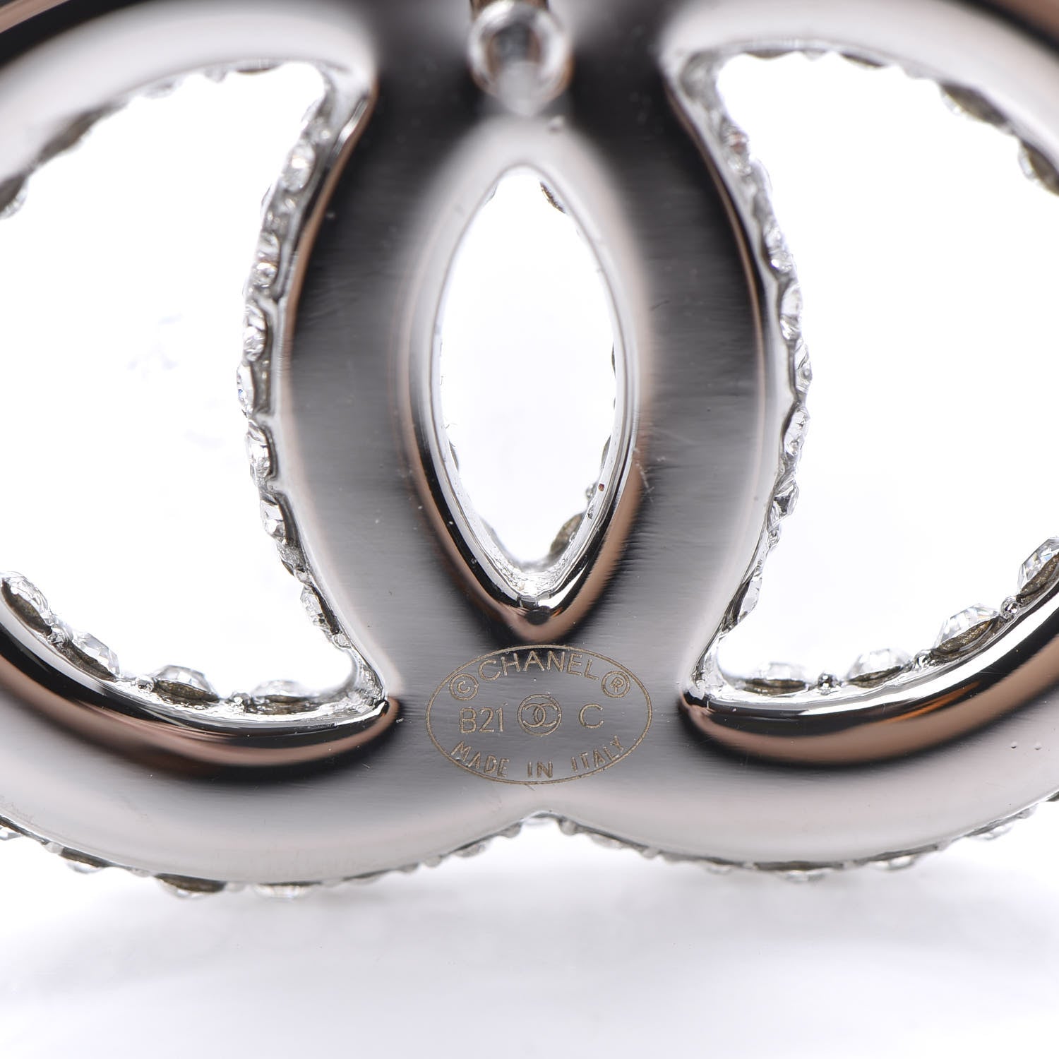Chanel Crystal Large CC Earrings Silver 4 of 5
