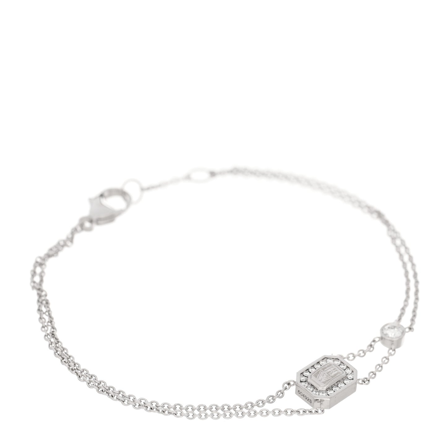 18K White Gold Diamond HW Logo Bracelet