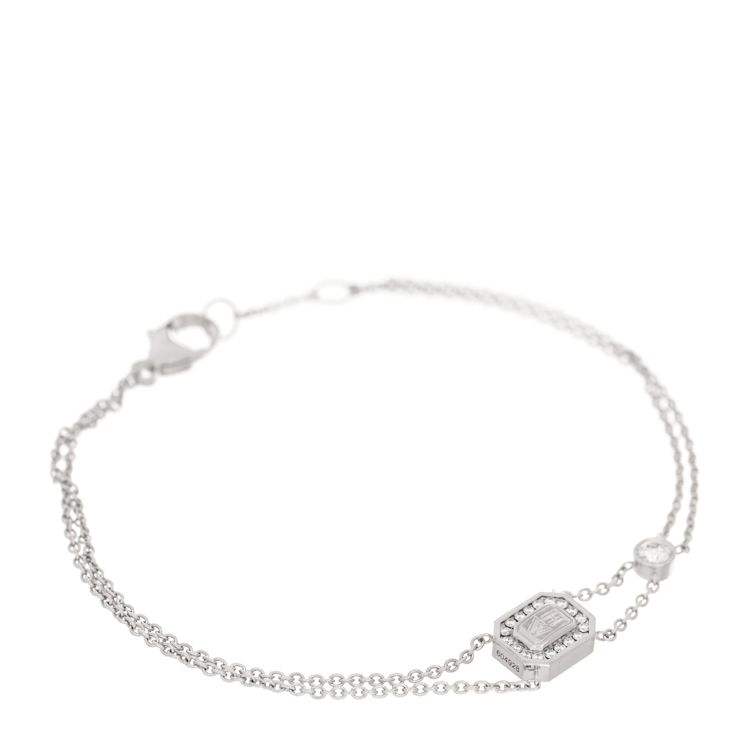 Harry Winston 18K White Gold Diamond HW Logo Bracelet 1 of 3