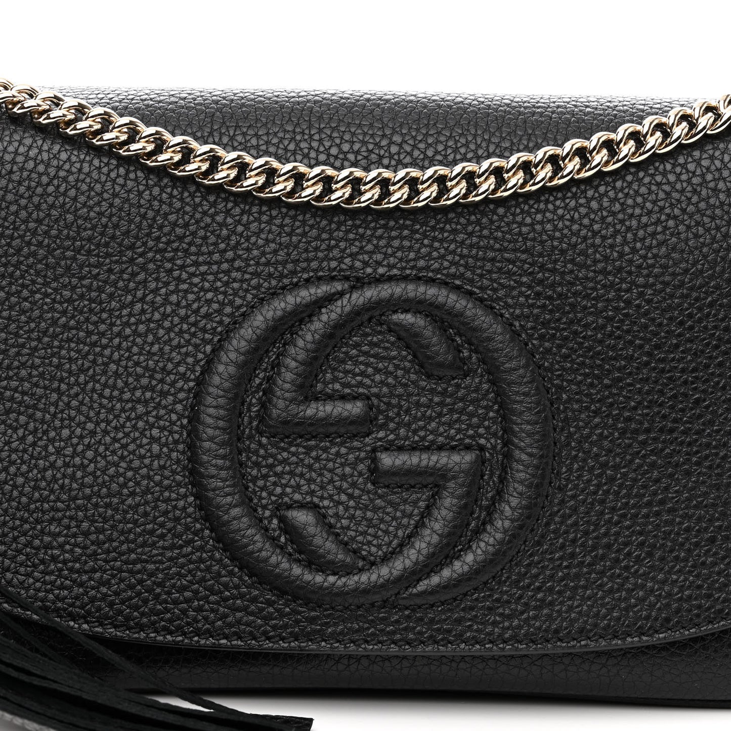 Pebbled Calfskin Medium Soho Flap Crossbody Black