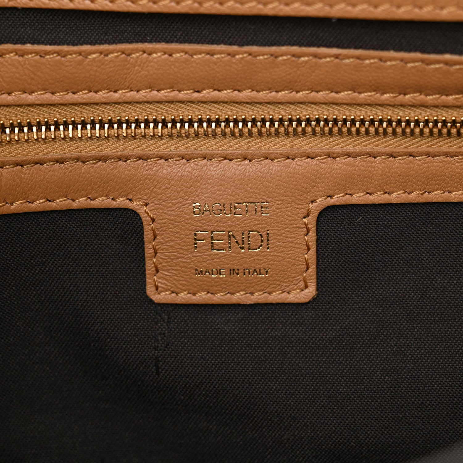 Fendi Nappa FF 1974 Embossed Baguette Miele Scuro 7 of 13