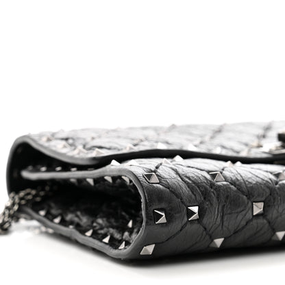 Valentino Garavani Craquele Nappa Rockstud Spike Wallet on Chain Black 8 of 13