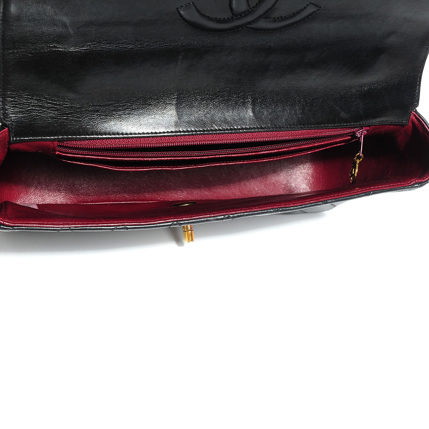 Chanel Lambskin Quilted Medium Rectangular Kelly Flap Bag Black 8 of 8