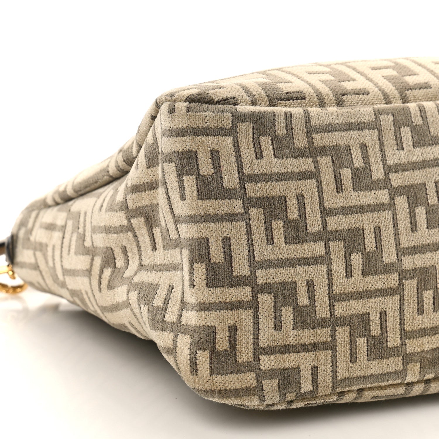 Fendi Chenille Vitello Seta Plexiglass FF Fendi O'Lock Zipper Tortora Nuvola 7 of 8