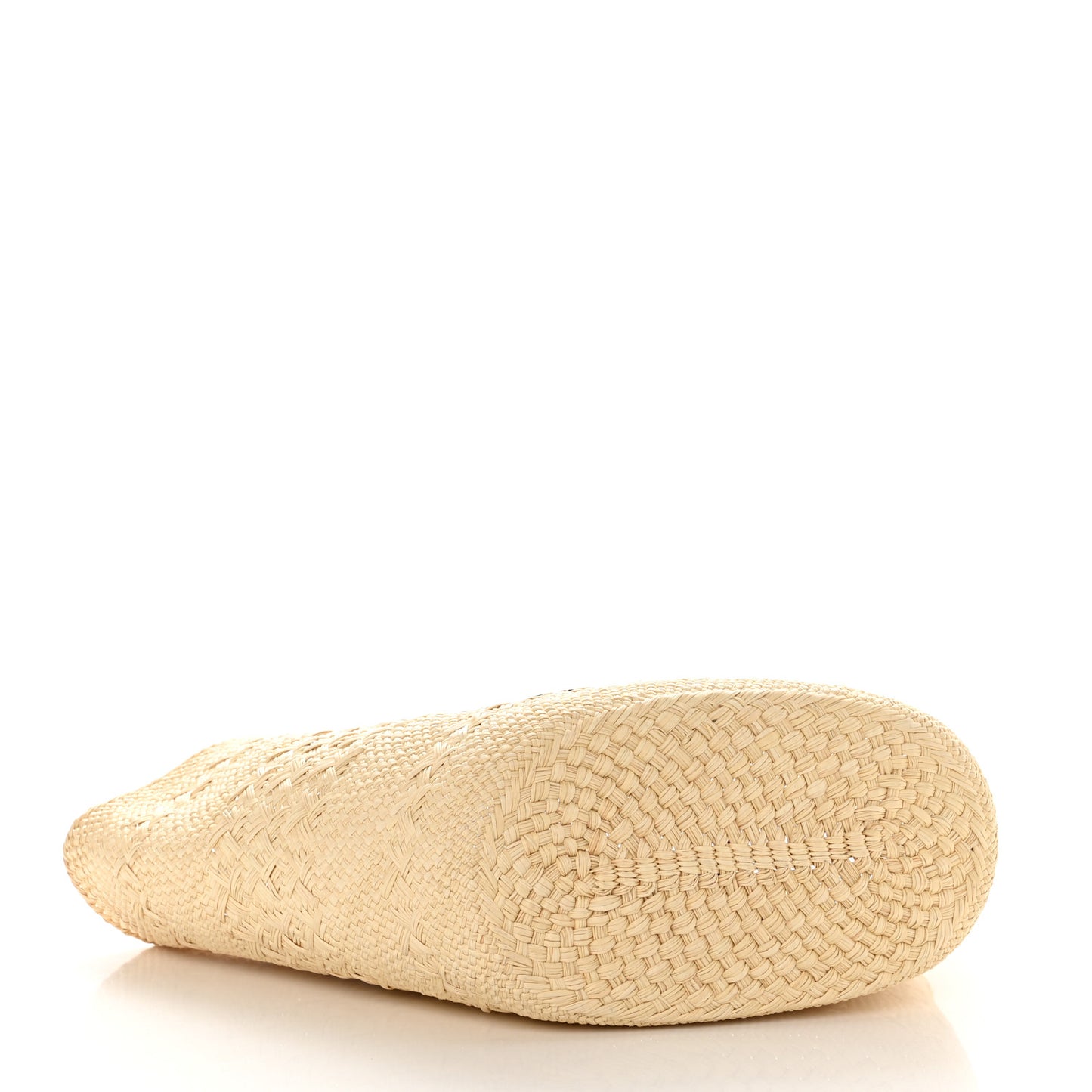 Iraca Palm Calfskin Medium Anagram Basket Bag Natural Tan