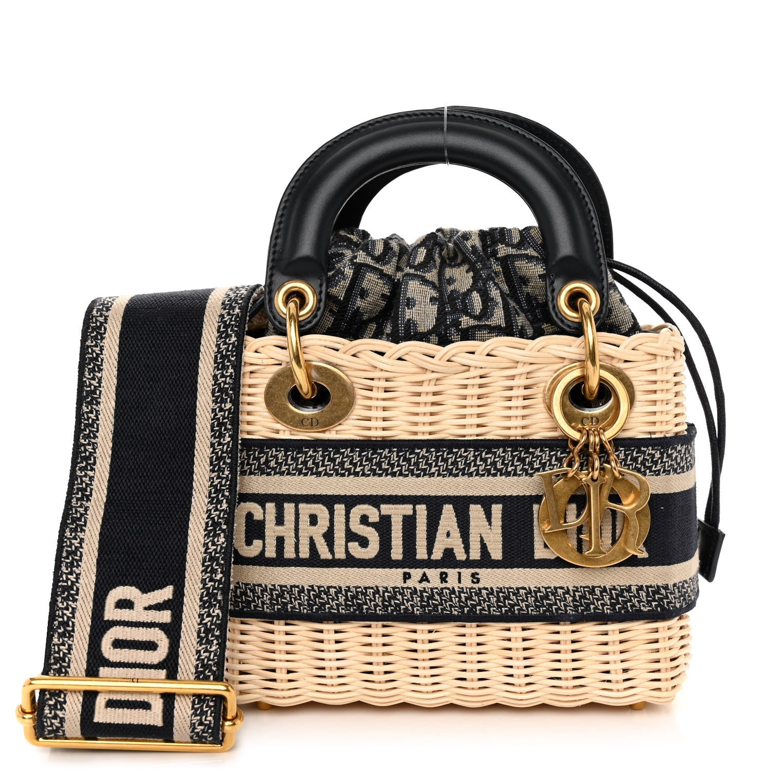 Christian Dior Wicker Oblique Mini Lady Dior Bag Blue 1 of 9