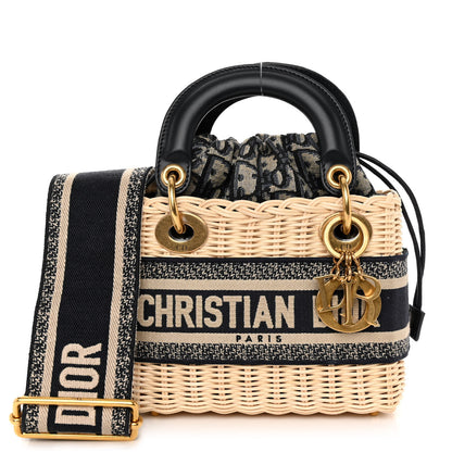 Christian Dior Wicker Oblique Mini Lady Dior Bag Blue 1 of 9