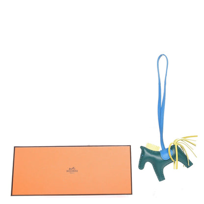 Hermes Milo Lambskin Grigri Rodeo Horse Bag Charm PM Malachite Bleu Zanzibar Lime 8 of 8