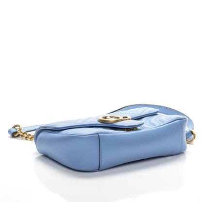 Gucci Calfskin Matelasse Mini GG Marmont Shoulder Bag Clear Sky Blue 4 of 9