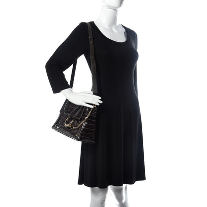 Chloe Calfskin Crocodile Embossed Small Faye Day Shoulder Bag Profound Brown 2 of 10