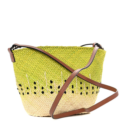 Loewe Calfskin Raffia Anagram Basket Tote Bag Kiwi 4 of 9