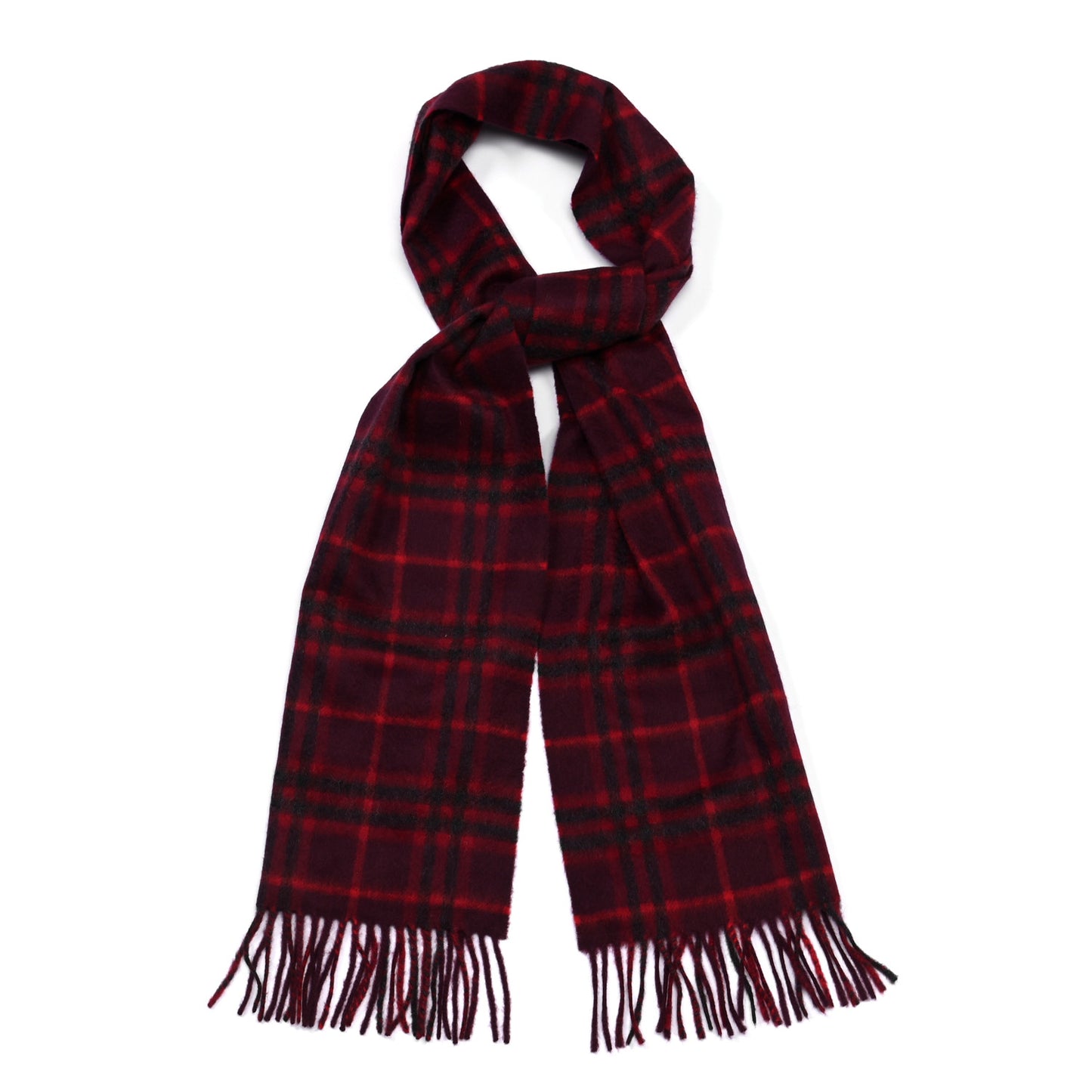 Cashmere House Icon Check Fringe Scarf Hawthorn Red