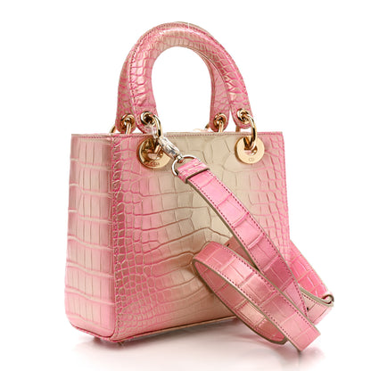 Christian Dior Metallic Alligator Gradient Small Lady Dior Pink 3 of 10