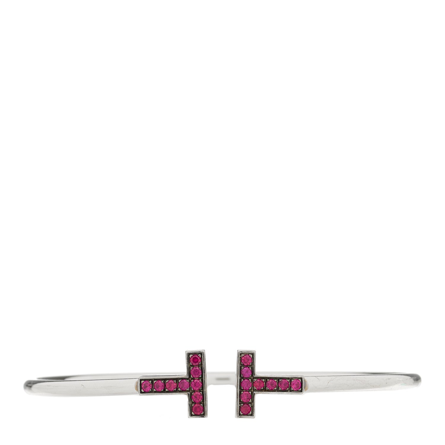 Tiffany 18K White Gold Ruby T Wire Bracelet 1 of 4