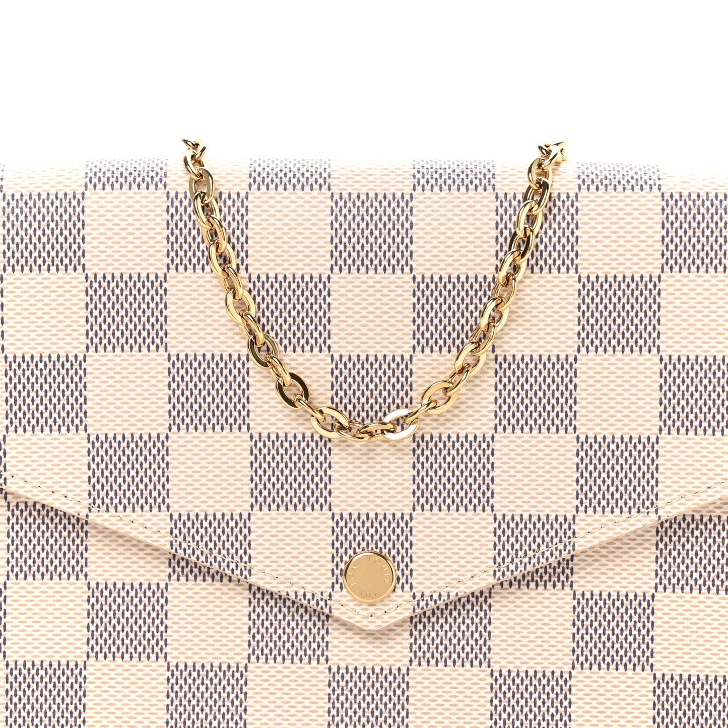 Damier Azur Pochette Felicie Chain Wallet Rose Ballerine