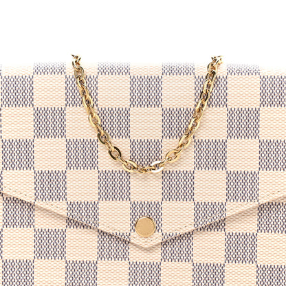 Louis Vuitton Damier Azur Pochette Felicie Chain Wallet Rose Ballerine 9 of 11