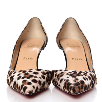 Christian Louboutin Pony Hair Dark Leopard Iriza 70 Pumps 38.5 Brown White 2 of 7