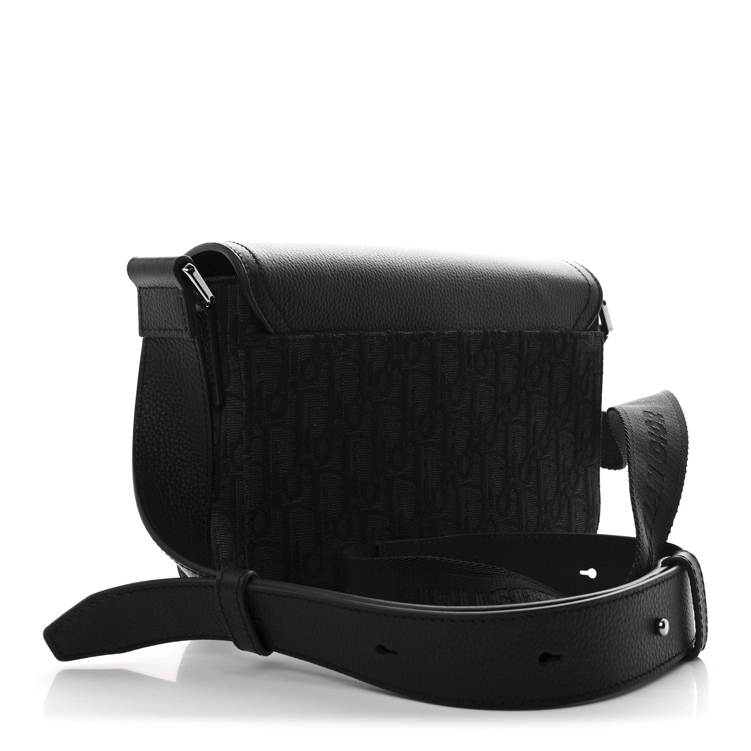 Christian Dior Oblique Jacquard Grained Calfskin Small Saddle Messenger Bag Black 3 of 10