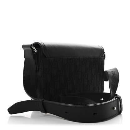 Christian Dior Oblique Jacquard Grained Calfskin Small Saddle Messenger Bag Black 3 of 10