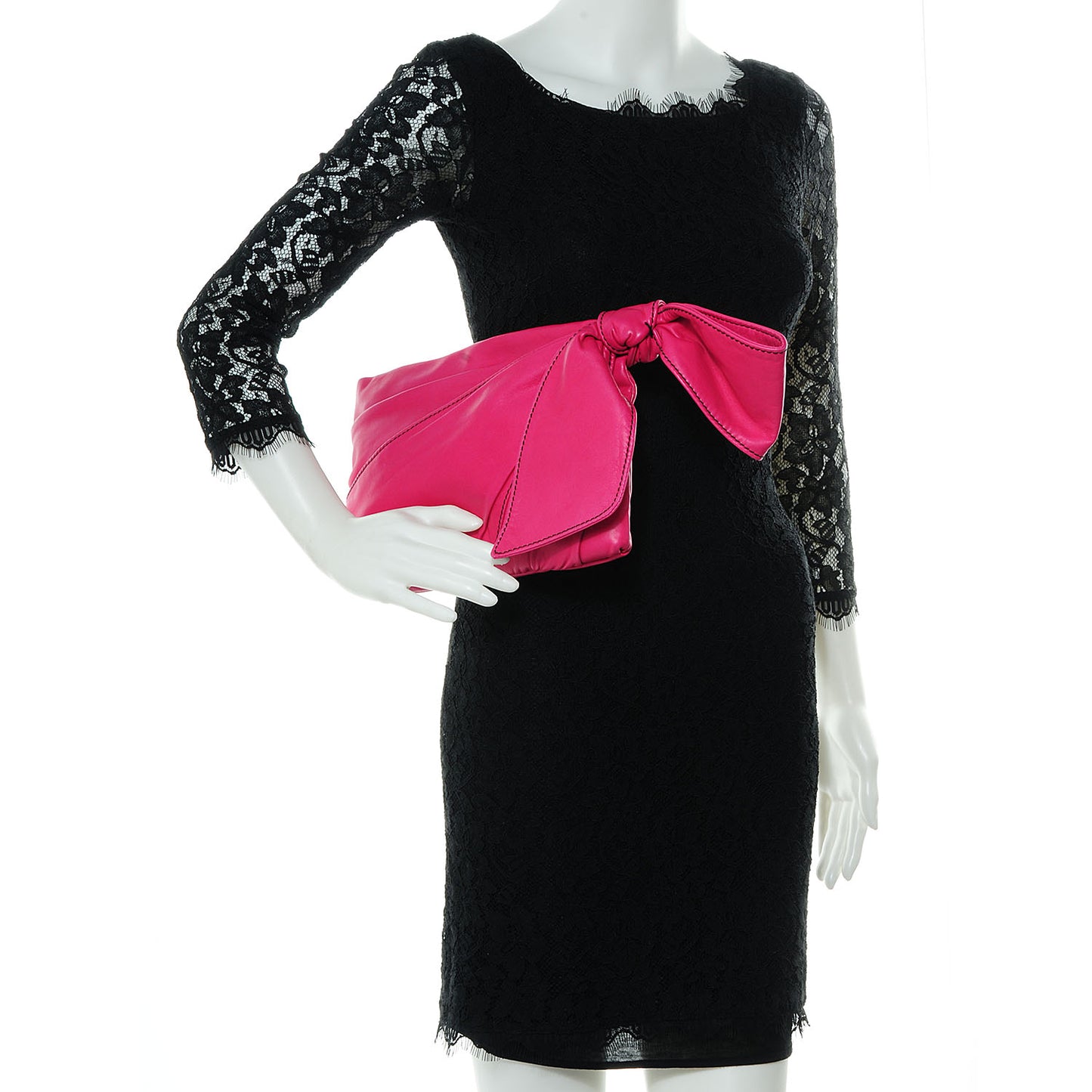 Nappa Large Bow Clutch Pink