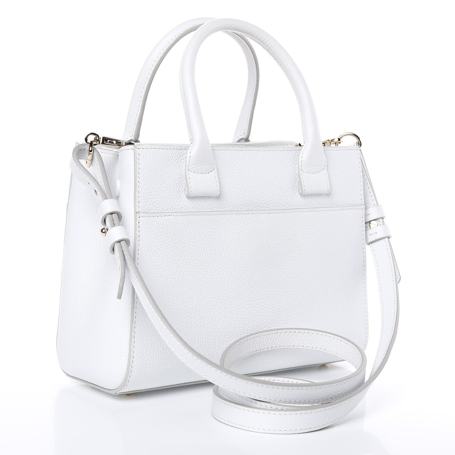 Grained Calfskin Mini Neo Executive Shopper Tote White