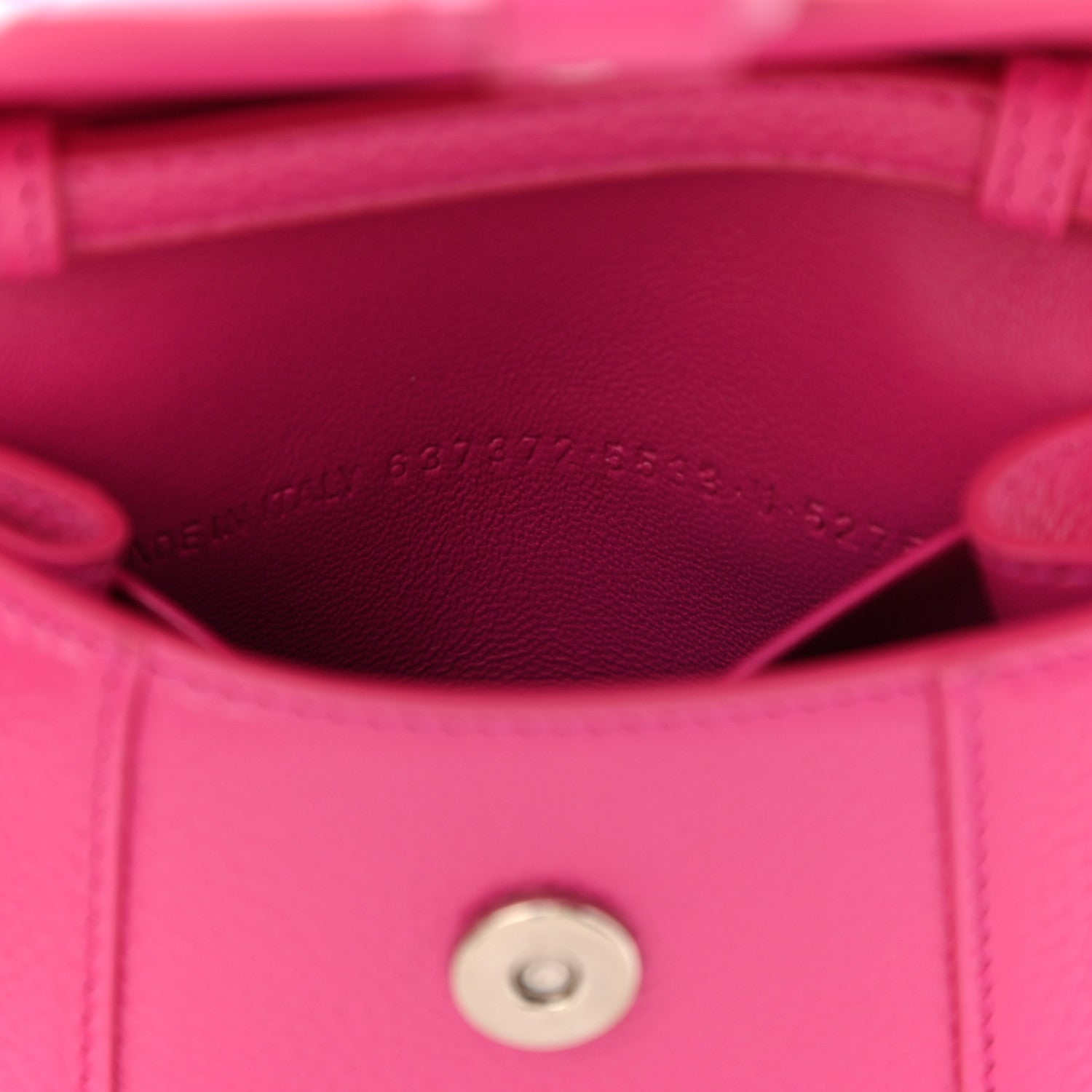 Balenciaga Grained Calfskin Tonal B Hourglass Top Handle Bag Mini Fuchsia 7 of 10