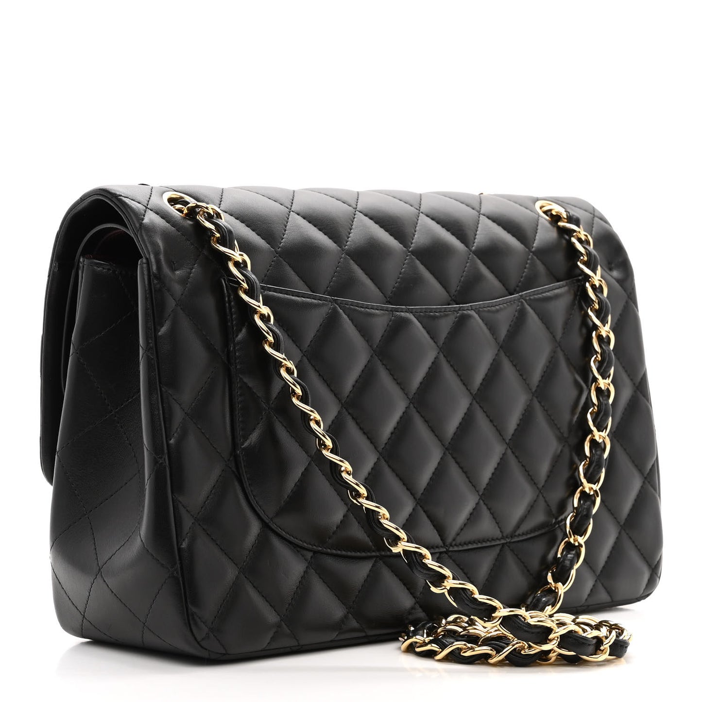 Lambskin Quilted Jumbo Double Flap Black